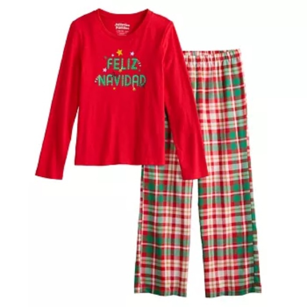 Jammies For Your Families Joyful Celebration Feliz Navidad Pajama:NWT: XS (6/6X)